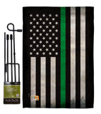 USA Thin Green Line - Military Americana Vertical Impressions Decorative Flags HG137040 Made In USA