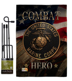 Marine Combat Hero - Military Americana Vertical Impressions Decorative Flags HG137134 Made In USA