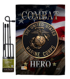 Marine Combat Hero - Military Americana Vertical Impressions Decorative Flags HG137134 Made In USA