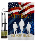 Thank You Veterans - Military Americana Vertical Impressions Decorative Flags HG137167 Made In USA