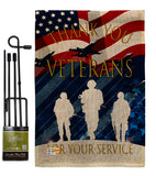 Thank You Veterans - Military Americana Vertical Impressions Decorative Flags HG137167 Made In USA