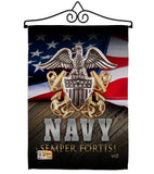 US Navy Semper Fortis - Military Americana Vertical Impressions Decorative Flags HG137172 Made In USA