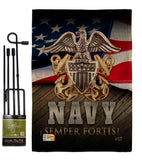 US Navy Semper Fortis - Military Americana Vertical Impressions Decorative Flags HG137172 Made In USA