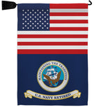 US Retired Navy - Military Americana Vertical Impressions Decorative Flags HG140746 Made In USA