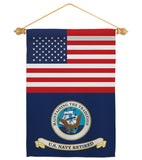 US Retired Navy - Military Americana Vertical Impressions Decorative Flags HG140746 Made In USA