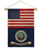 US Retired Navy - Military Americana Vertical Impressions Decorative Flags HG140746 Made In USA