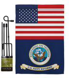 US Retired Navy - Military Americana Vertical Impressions Decorative Flags HG140746 Made In USA