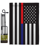 US Thin Red and Blue Line - Military Americana Vertical Impressions Decorative Flags HG140912 Made In USA