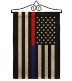 US Thin Red and Blue Line - Military Americana Vertical Impressions Decorative Flags HG140912 Made In USA