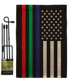 US Thin Blue Green Red Line - Military Americana Vertical Impressions Decorative Flags HG140913 Made In USA