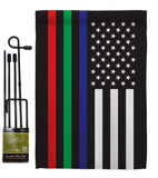 US Thin Blue Green Red Line - Military Americana Vertical Impressions Decorative Flags HG140913 Made In USA