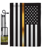 US Thin Gold Line - Military Americana Vertical Impressions Decorative Flags HG140926 Made In USA