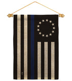 Betsy Ross Blue Line - Military Americana Vertical Impressions Decorative Flags HG140928 Made In USA
