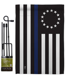 Betsy Ross Blue Line - Military Americana Vertical Impressions Decorative Flags HG140928 Made In USA