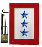 Three Blue Stars - Military Americana Vertical Impressions Decorative Flags HG141087 Made In USA