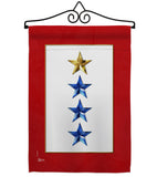 Gold & Three Blue Stars - Military Americana Vertical Impressions Decorative Flags HG141088 Made In USA