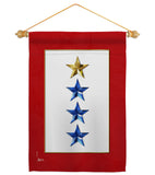 Gold & Three Blue Stars - Military Americana Vertical Impressions Decorative Flags HG141088 Made In USA