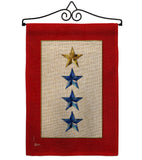 Gold & Three Blue Stars - Military Americana Vertical Impressions Decorative Flags HG141088 Made In USA