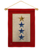 Gold & Three Blue Stars - Military Americana Vertical Impressions Decorative Flags HG141088 Made In USA