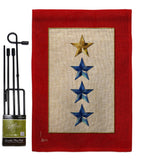 Gold & Three Blue Stars - Military Americana Vertical Impressions Decorative Flags HG141088 Made In USA