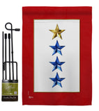 Gold & Three Blue Stars - Military Americana Vertical Impressions Decorative Flags HG141088 Made In USA