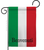 Italy Benvenuti - Nationality Flags of the World Vertical Impressions Decorative Flags HG108435 Made In USA