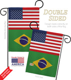 Brazil US Friendship - Nationality Flags of the World Vertical Impressions Decorative Flags HG140320 Made In USA