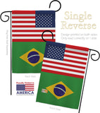 Brazil US Friendship - Nationality Flags of the World Vertical Impressions Decorative Flags HG140320 Made In USA