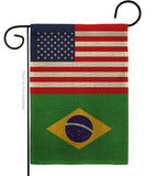 Brazil US Friendship - Nationality Flags of the World Vertical Impressions Decorative Flags HG140320 Made In USA