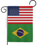 Brazil US Friendship - Nationality Flags of the World Vertical Impressions Decorative Flags HG140320 Made In USA