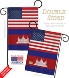 Cambodia US Friendship - Nationality Flags of the World Vertical Impressions Decorative Flags HG140327 Made In USA
