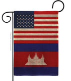 Cambodia US Friendship - Nationality Flags of the World Vertical Impressions Decorative Flags HG140327 Made In USA
