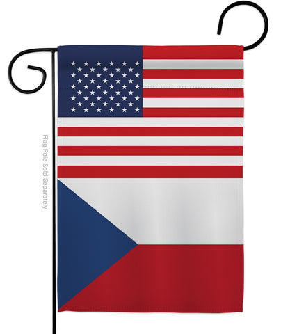 Czech Republic US Friendship - Nationality Flags of the World Vertical Impressions Decorative Flags HG140357 Made In USA