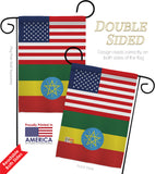 Ethiopia US Friendship - Nationality Flags of the World Vertical Impressions Decorative Flags HG140372 Made In USA