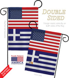 Greece US Friendship - Nationality Flags of the World Vertical Impressions Decorative Flags HG140387 Made In USA