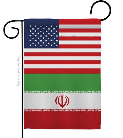 Iran US Friendship - Nationality Flags of the World Vertical Impressions Decorative Flags HG140403 Made In USA