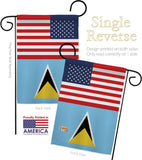 Saint Lucia US Friendship - Nationality Flags of the World Vertical Impressions Decorative Flags HG140496 Made In USA