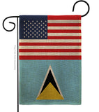 Saint Lucia US Friendship - Nationality Flags of the World Vertical Impressions Decorative Flags HG140496 Made In USA