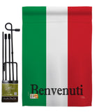 Italy Benvenuti - Nationality Flags of the World Vertical Impressions Decorative Flags HG108435 Made In USA