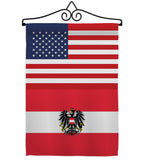 Austria w/Eagle US Friendship - Nationality Flags of the World Vertical Impressions Decorative Flags HG140285 Made In USA