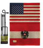 Austria w/Eagle US Friendship - Nationality Flags of the World Vertical Impressions Decorative Flags HG140285 Made In USA