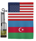 Azerbaijan US Friendship - Nationality Flags of the World Vertical Impressions Decorative Flags HG140287 Made In USA