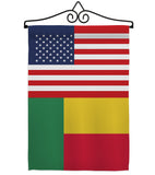 Benin US Friendship - Nationality Flags of the World Vertical Impressions Decorative Flags HG140298 Made In USA