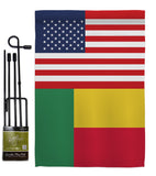 Benin US Friendship - Nationality Flags of the World Vertical Impressions Decorative Flags HG140298 Made In USA