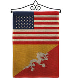 Bhutan US Friendship - Nationality Flags of the World Vertical Impressions Decorative Flags HG140300 Made In USA