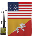 Bhutan US Friendship - Nationality Flags of the World Vertical Impressions Decorative Flags HG140300 Made In USA