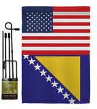 Bosnia-Herzegovina US Friendship - Nationality Flags of the World Vertical Impressions Decorative Flags HG140310 Made In USA