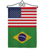 Brazil US Friendship - Nationality Flags of the World Vertical Impressions Decorative Flags HG140320 Made In USA