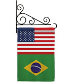 Brazil US Friendship - Nationality Flags of the World Vertical Impressions Decorative Flags HG140320 Made In USA