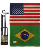 Brazil US Friendship - Nationality Flags of the World Vertical Impressions Decorative Flags HG140320 Made In USA